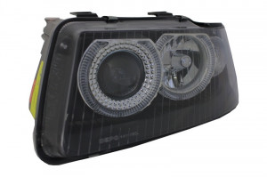 Faruri Angel Eyes compatibil cu Audi A3 8L 2000-2003 Negru - Img 4
