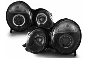 Faruri Angel Eyes compatibil cu Mercedes E-Class W210 S210 1999-2002 Negru
