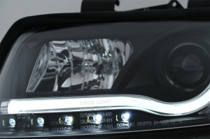 Faruri compatibil cu Audi A4 8E 2000-2004 Lumini de Zi LED DRL Negru - Img 4