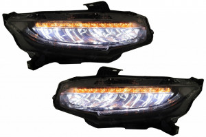 Faruri Full LED compatibil cu HONDA Civic Mk10 2016-> Sedan & Hatchback Semnalizare Dinamica