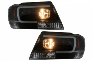 Faruri LED compatibil cu Jeep Grand Cherokee 1999-2004 Tube Light Negru - Img 4