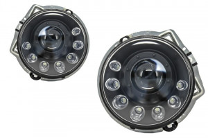 Faruri LED DRL compatibil cu Mercedes G-Class W463 1989-2012 Bi-Xenon Design Negru