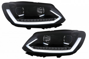 Faruri LED DRL cu Semnal Dinamic Secvential compatibil cu VW Touran I Facelift 1T1 1T2 (2010-2015) Negru