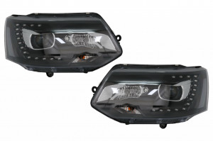 Faruri LED DRL Dayline compatibil cu VW Transporter T5 2010-2015 Negru - Img 2