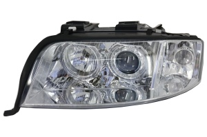 Faruri Xenon compatibil cu Audi A6 4B C5 2001-2004 Angel Eyes Crom - Img 2