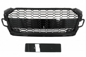 Grila centrala compatibil cu Audi A5 F5 Facelift 2019-> Racing Look Negru Lucios