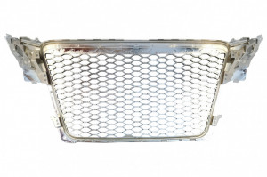 Grila Centrala Fara Emblema compatibil cu AUDI A4 B8 2007-2012 RS Design Crom - Img 4