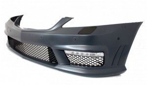 Pachet Exterior Complet compatibil cu Mercedes W221 2005-2011 S65 Design cu Grila Centrala Negru Lucios si Praguri Laterale - Img 3