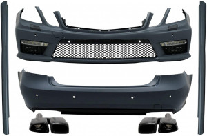 Pachet Exterior Complet cu Ornamente cu Evacuare Negre compatibile cu Mercedes Benz E-Class W212 2009-2013 Design