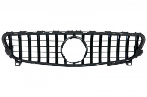 Prelungiri Bara Fata si Grila Centrala compatibil cu Mercedes A-Class W176 Facelift 2015-2018 A45 Design Negru Lucios - Img 5