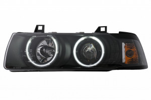 Set faruri CCFL Angel Eyes compatibil cu BMW Seria 3 E36 Sedan Touring Compact 1990-1999 Negre - Img 2