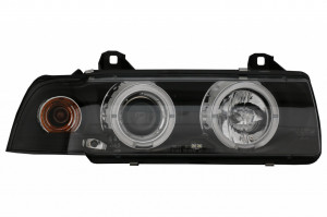 Set faruri compatibil cu BMW E36 1990-1999 Angel Eyes Black - Img 2