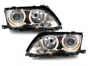 Set faruri compatibil cu BMW Seria 3 E46 Sedan 2001-2003 Angel Eyes Crom
