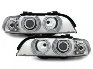 Set faruri compatibil cu BMW Seria 5 E39 1995-2003 Angel Eyes Crom