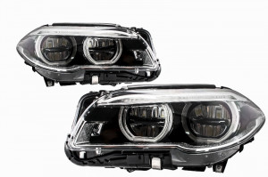 Set faruri Full LED Angel Eyes compatibil cu BMW Seria 5 F10 F11 LCI 2014-2017