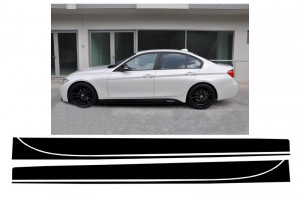 Stickere Laterale Negru Mat compatibil cu BMW Seria 3 F30 F31 2011-> M-Performance Design Negru Mat