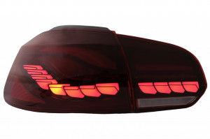 Stopuri Full LED compatibil cu VW Golf 6 VI 2008-2013 Rosu Fumuriu cu Semnal Dinamic - Img 4