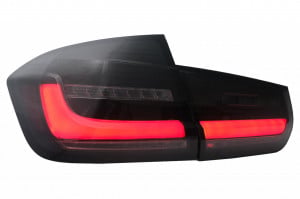 Stopuri LED BAR compatibil cu BMW Seria 3 F30 2011-2019 Negru Fumuriu LCI Design cu Semnal Dinamic Secvential - Img 2