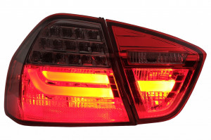 Stopuri LED Light Bar LCI Design compatibil cu BMW E90 Seria 3 Limuzina 2005-2008 Rosu Fumuriu - Img 2