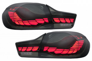 Stopuri OLED compatibil cu BMW Seria 4 F32 F33 F36 M4 F82 F83 2013-2019 Rosu Fumuriu cu Semnal Dinamic Secvential
