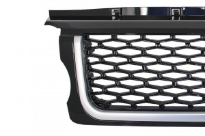 Ansamblu Grila Centrala si Grile Laterale compatibil cu Land Range Rover Sport L320 2005-2008 Autobiography Look Piano Black Edition - Img 4