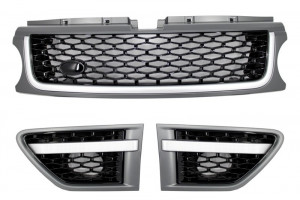 Ansamblu Grila Centrala si Grile Laterale compatibil cu Land Range Sport Facelift L320 (2010-2013) Autobiography Look Platinum Black Edition