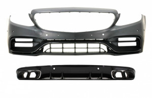 Bara Fata cu Difuzor Spate compatibil cu Mercedes C-Class A205 Cabriolet C205 Coupe 2014-2019 C63 Design Negru