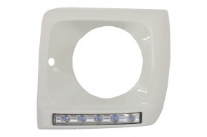 Carcasa faruri Alb cu Lumini de zi dedicate LED DRL compatibil cu Mercedes G-class W463 1989-2012 G65 Design Chrome - Img 2