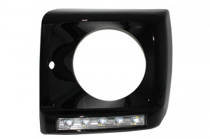 Carcasa faruri cu Lumini de zi dedicate LED DRL Crom compatibil cu Mercedes G-class W463 1989-2012 G65 Design Negru - Img 2