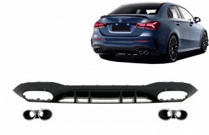 Difuzor Bara Spate compatibil cu Mercedes A-Class W177 Sedan 2018-> Evacuari Crom
