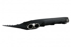 Difuzor Bara Spate cu Ornamente toba si Eleron Portbagaj compatibil cu Mercedes E-Class C238 AMG Sport Line Coupe 2016-> E53 Design Negru Crom - Img 5