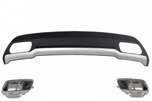 Difuzor Bara Spate cu Ornamente toba & Spioiler si Stickere Negre compatibil cu MERCEDES W176 A-Class 2012-2018 A-Design - Img 2
