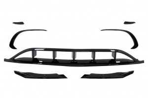 Difuzor Bara Spate cu Prelungiri Bara Fata si Eleron Portbagaj compatibil cu MERCEDES Benz A-Class W176 2015-2018 Black