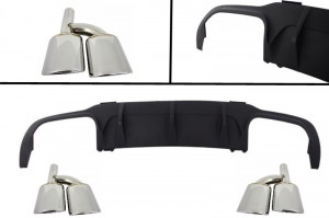 Difuzor Bara Spate cu Tobe Ornamente Evacuare compatibil cu MERCEDES C-class W204 C204 AMG Sport Line 2012-2014 Limousine Coupe