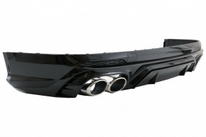 Difuzor Bara Spate Evacuare Dubla compatibil cu Audi Q5 SUV FY S-Line 2018-2020 Evacuari Crom - Img 2