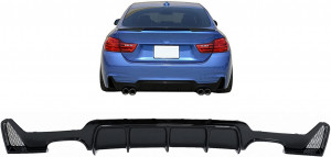 Difuzor Bara Spate Evacuare Dubla compatibil cu BMW Seria 4 F32 F33 F36 2013-2019 Negru Lucios - Img 2