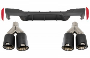 Difuzor Bara Spate Negru Mat cu Tobe Ornamente Sistem de evacuare compatibil cu BMW Seria 5 G30 G31 2017-> M5 Design