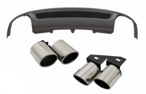 Difuzor Bara Spate si Ornamente toba compatibil cu AUDI A4 B8 Pre Facelift Sedan sau Avant 2008-2011 S-Line Design doar Bara Standard