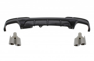 Difuzor de aer cu evacuare dubla cu Oranemente Tobe compatibil cu BMW F10 F11 Seria 5 2011-2017 M-Performance Design