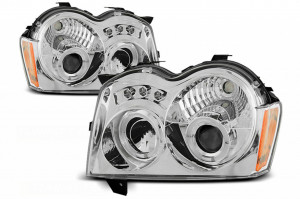 Faruri Angel Eyes compatibil cu Chrysler Jeep Grand Cherokee 2005-2008 Negru