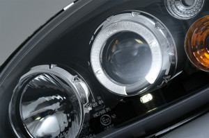 Faruri Angel Eyes compatibil cu Opel Corsa B 1993-2000 LHD Negru - Img 3