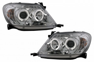 Faruri Angel Eyes compatibil cu Toyota Hilux 2005-2011 Crom