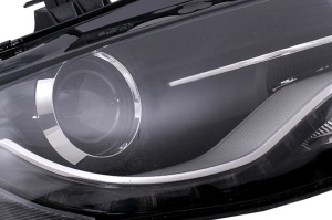 Faruri Cu Lumini de zi Integrate LED (DRL) compatibil cu Audi A4 B8 8K 2009-2011 Negre - Img 3