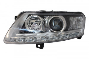 Faruri DRL Xenon compatibil cu Audi A6 C6 4F 2004-2008 Fara AFS Chrome - Img 2