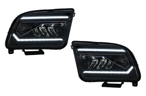 Faruri Full LED compatibil cu Ford Mustang V Pre-Facelift 2005-2009 Negru cu Semnal Dinamic Secvential