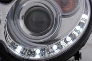 Faruri LED compatibil cu Mercedes CLK W209 C209 Coupe A209 Cabrio 2003-2010 Crom - Img 3