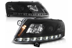 Faruri Xenon LED DRL compatibil cu Audi A6 4F C6 2004-2008 Negru