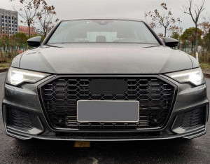 Grila Bara Fata compatibil cu Audi A6 C8 4K 2018-> RS6 Design Negru Lucios - Img 5