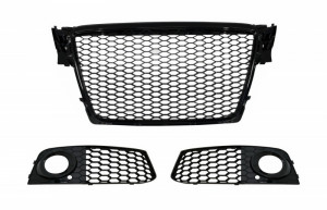 Grila Centrala AUDI A4 B8 2007-2012 RS Design Negru Lucios Fara Emblema cu Grile Laterale