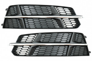 Grile Laterale compatibil cu Audi A6 C7 4G S Line Facelift 2015-2018 Negru & Crom